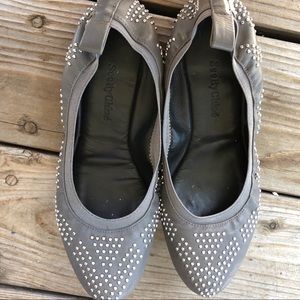 see by chloe Gray Studded Leather Ballet Flats